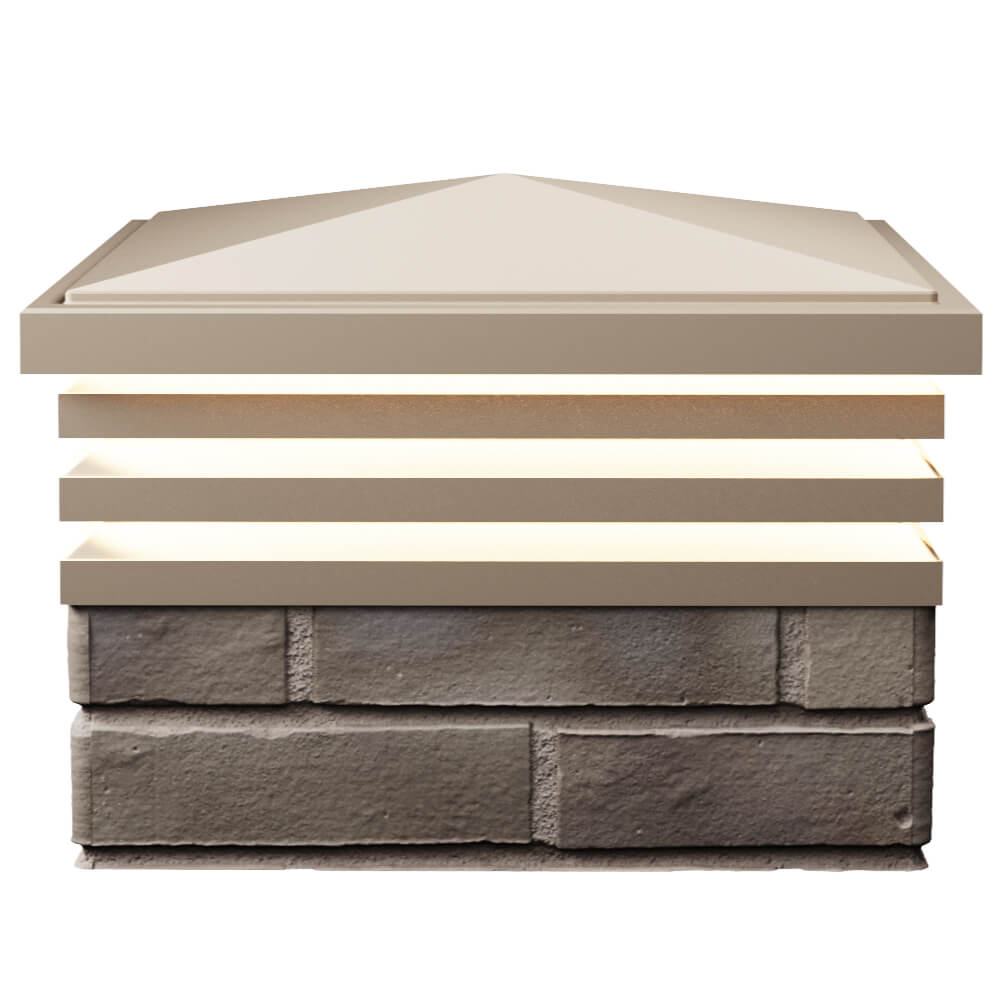 Колпак Zking Бона ХайТек Бежевый на столб 1.5х1.5 кирпича (385х385мм) с подсветкой в Чебоксарах фото
