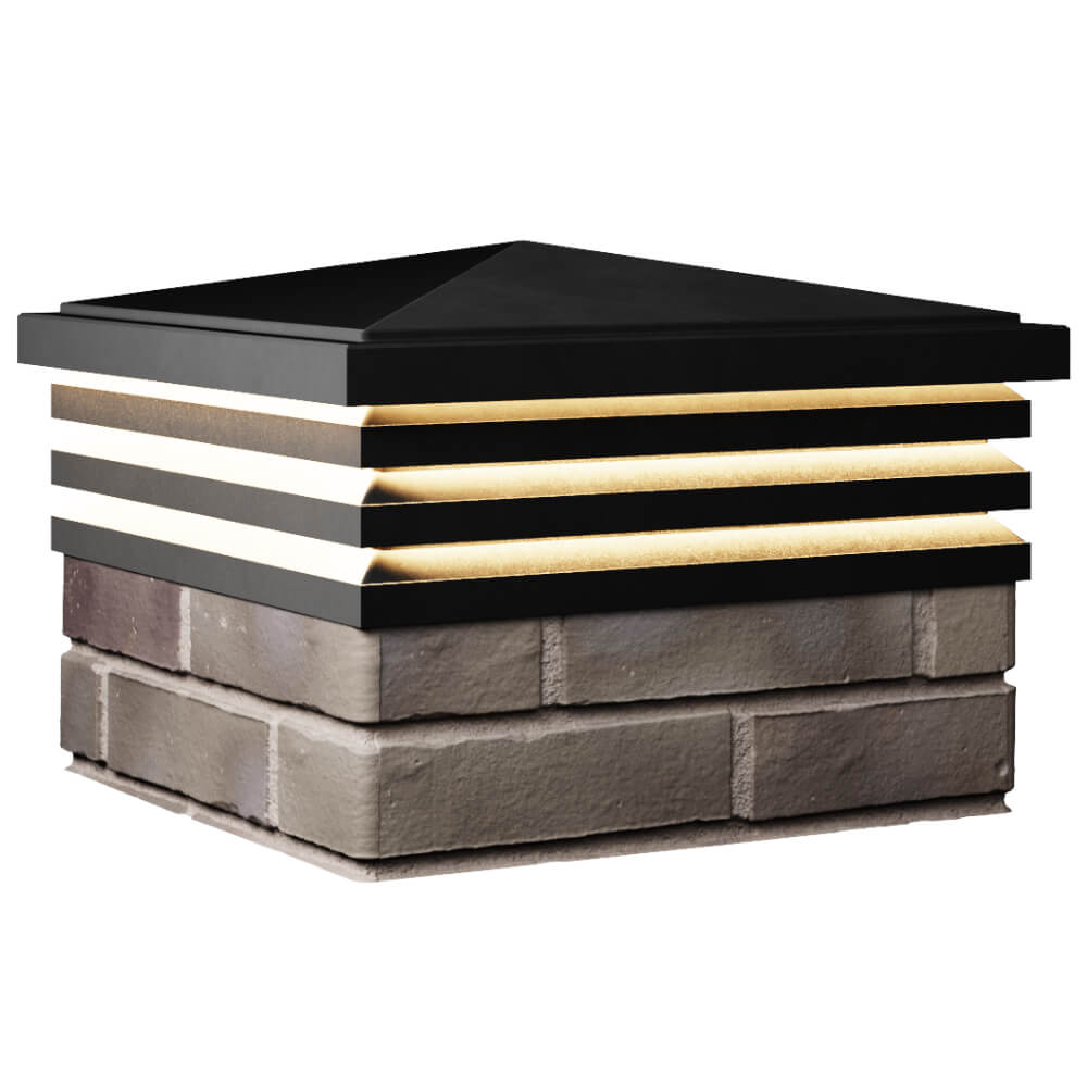 Колпак Zking Бона ХайТек Черный на столб 1.5х1.5 кирпича (385х385мм) с подсветкой в Чебоксарах фото