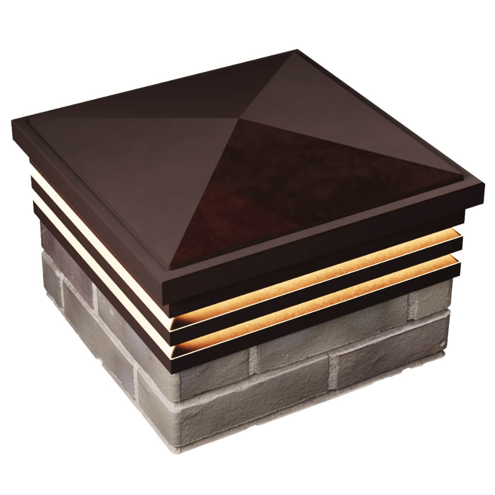 Колпак Zking Бона ХайТек Коричневый на столб 1.5х1.5 кирпича (385х385мм) с подсветкой в Чебоксарах фото