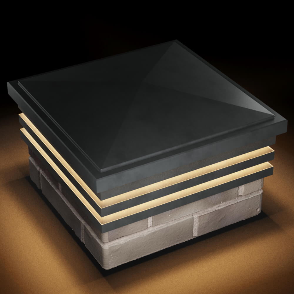 Колпак Zking Бона ХайТек Серый на столб 1.5х1.5 кирпича (385х385мм) с подсветкой в Чебоксарах фото