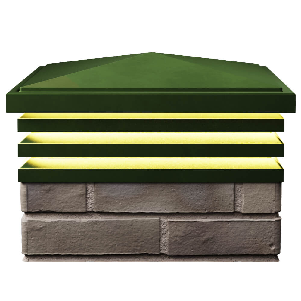 Колпак Zking Бона ХайТек Зеленый на столб 1.5х1.5 кирпича (385х385мм) с подсветкой в Чебоксарах фото