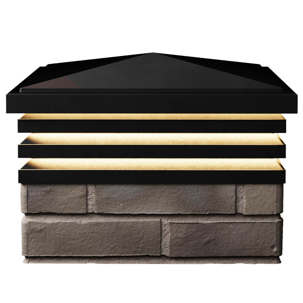 Колпак Zking Бона ХайТек Черный на столб 1.5х1.5 кирпича (385х385мм) с подсветкой в Чебоксарах фото