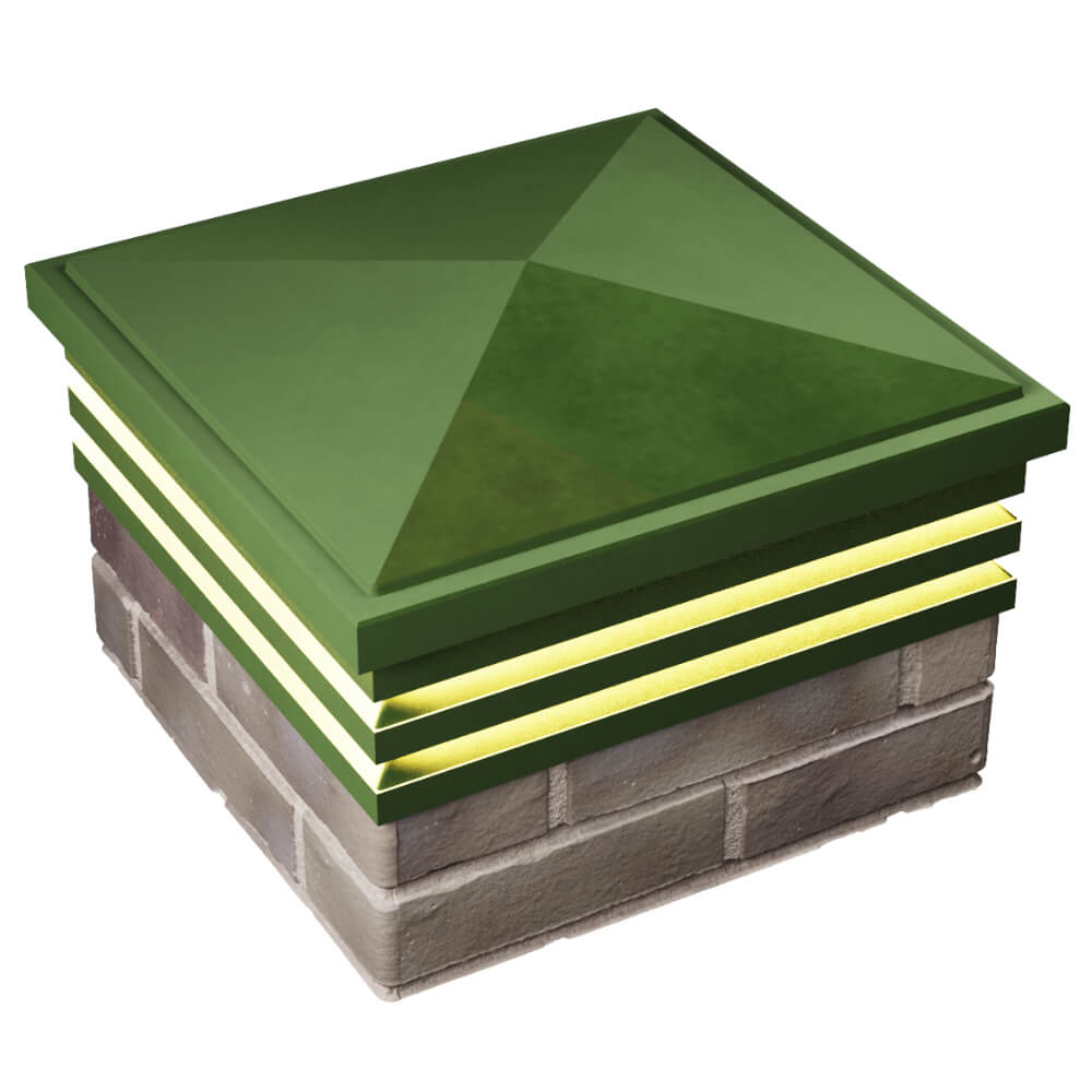 Колпак Zking Бона ХайТек Зеленый на столб 1.5х1.5 кирпича (385х385мм) с подсветкой в Чебоксарах фото