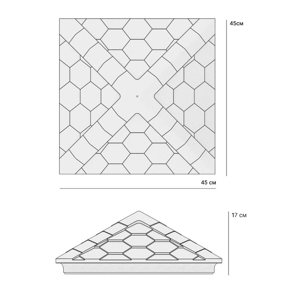 Колпак Zking Эверест Серый на столб 1.5х1.5 кирпича (390х390мм) в Чебоксарах фото