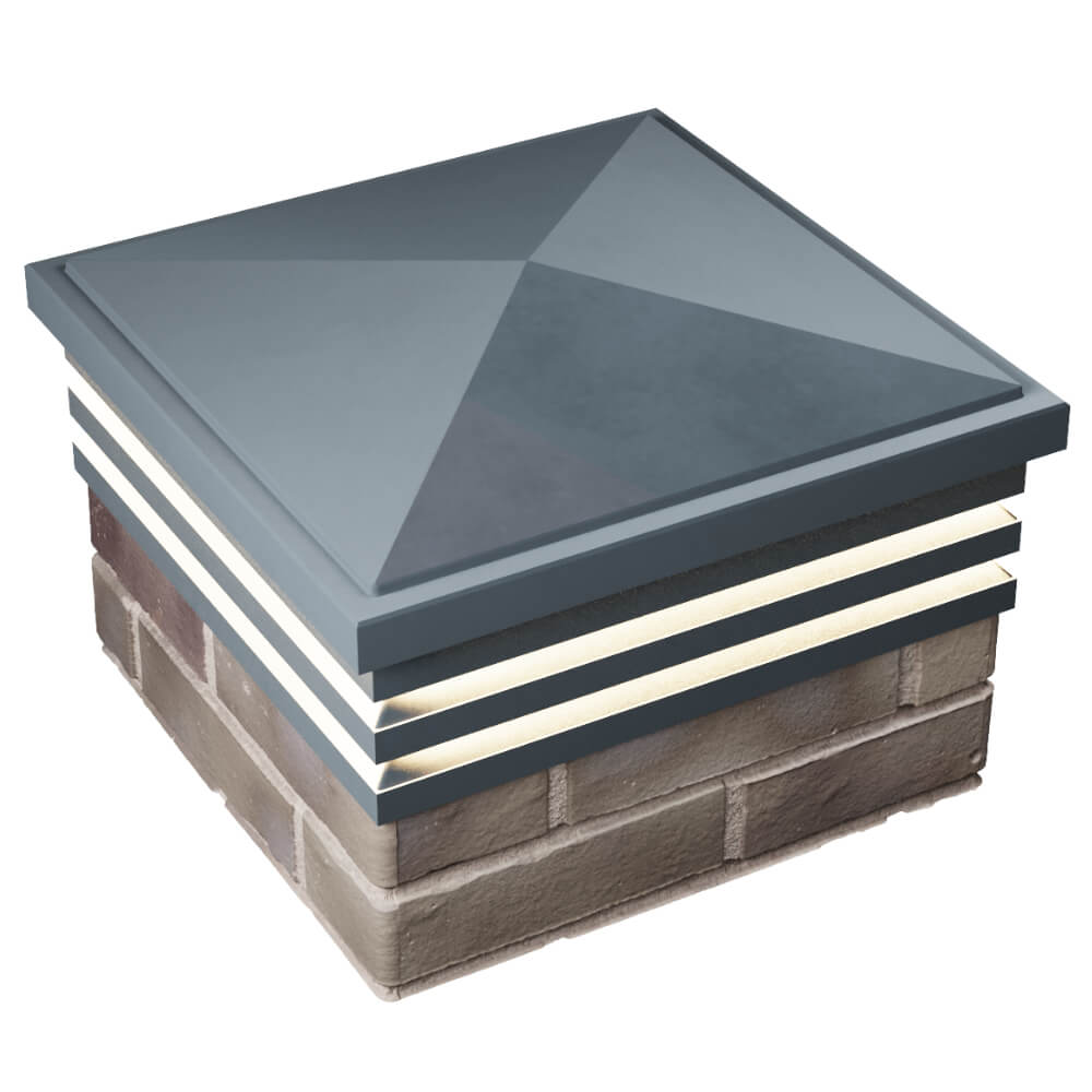 Колпак Zking Бона ХайТек Серый на столб 1.5х1.5 кирпича (385х385мм) с подсветкой в Чебоксарах фото