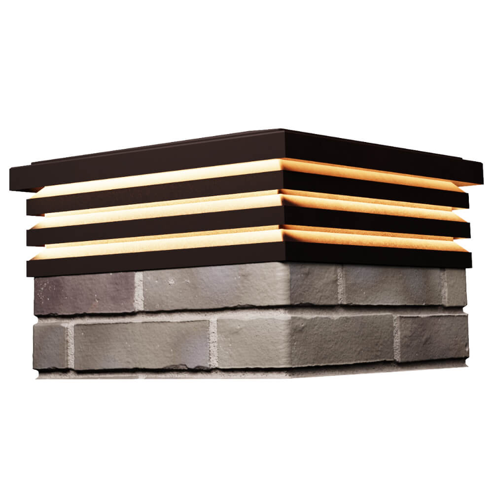 Колпак Zking Бона ХайТек Коричневый на столб 1.5х1.5 кирпича (385х385мм) с подсветкой в Чебоксарах фото