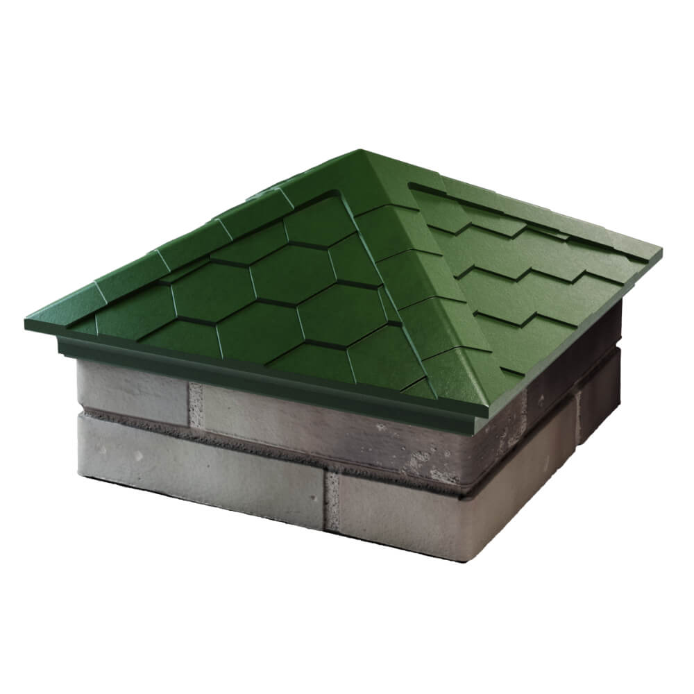 Колпак Zking Эверест Зеленый на столб 1.5х1.5 кирпича (390х390мм) в Чебоксарах фото