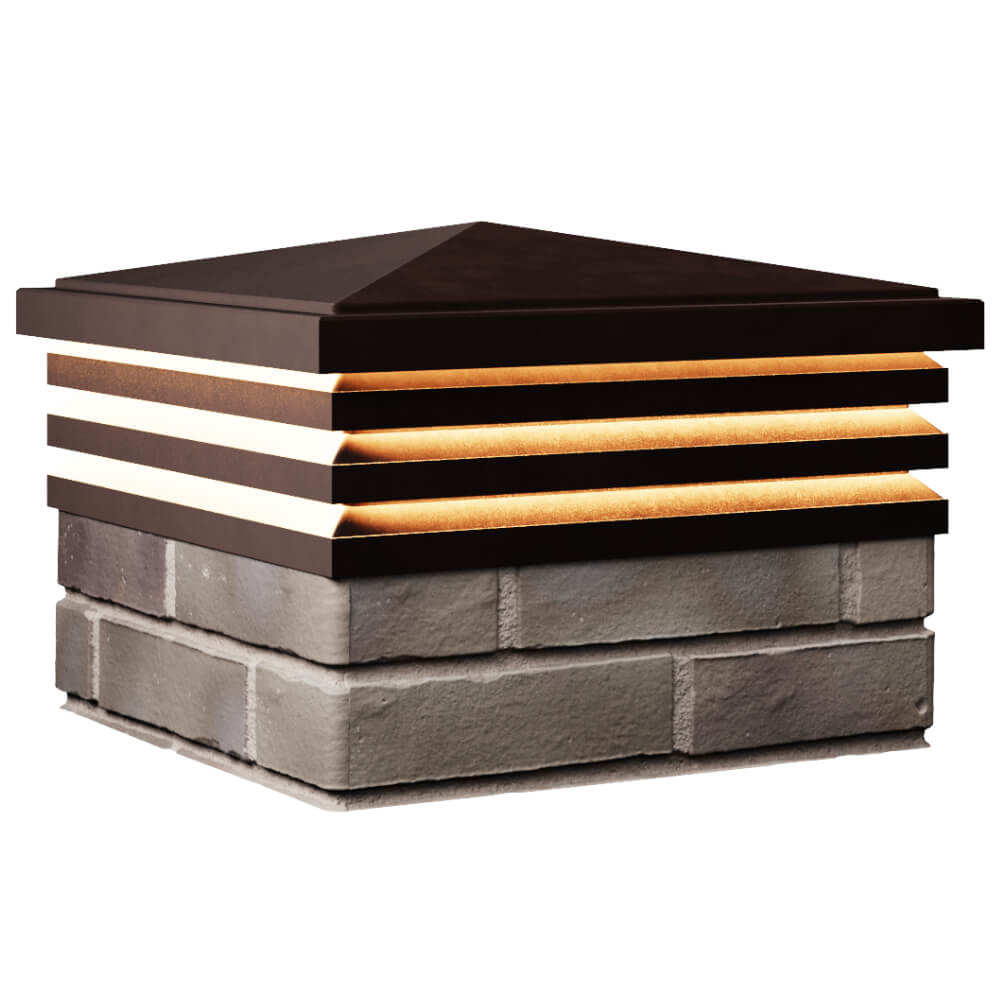 Колпак Zking Бона ХайТек Коричневый на столб 1.5х1.5 кирпича (385х385мм) с подсветкой в Чебоксарах фото