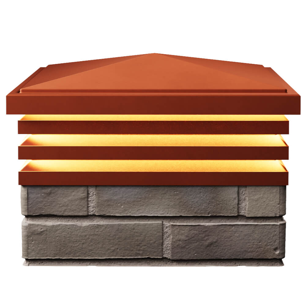 Колпак Zking Бона ХайТек Красный на столб 1.5х1.5 кирпича (385х385мм) с подсветкой в Чебоксарах фото