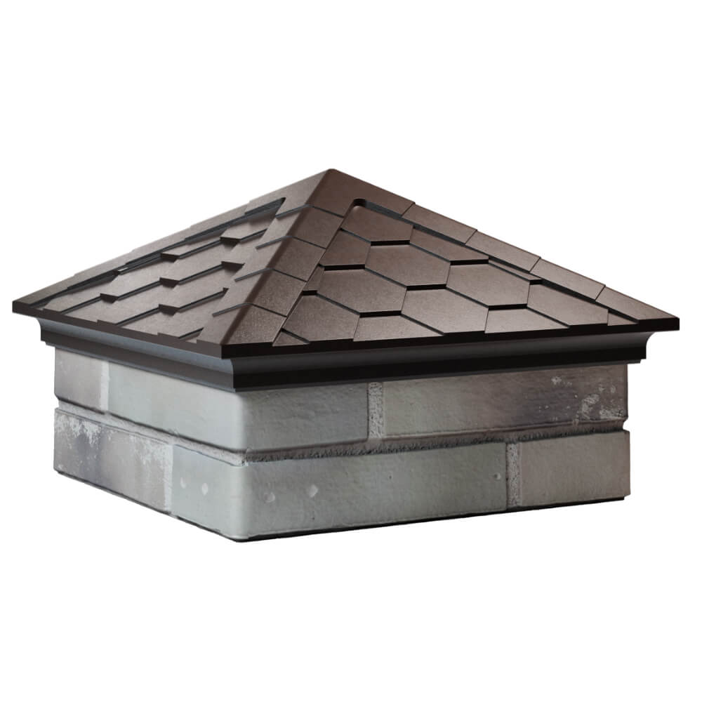 Колпак Zking Эверест Коричневый на столб 1.5х1.5 кирпича (390х390мм) в Чебоксарах фото