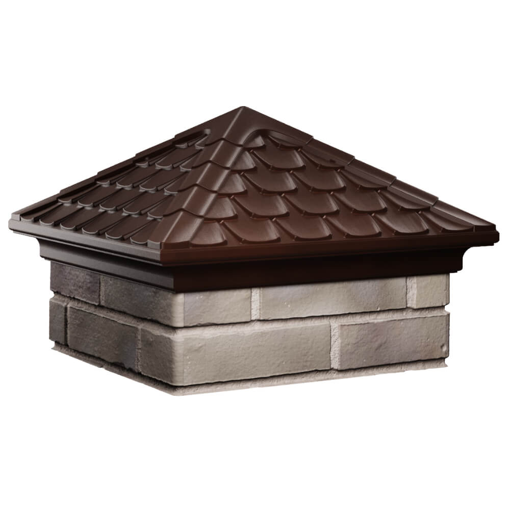 Колпак Zking Эльбрус Коричневый на столб 1.5х1.5 кирпича (385х385мм) в Чебоксарах фото
