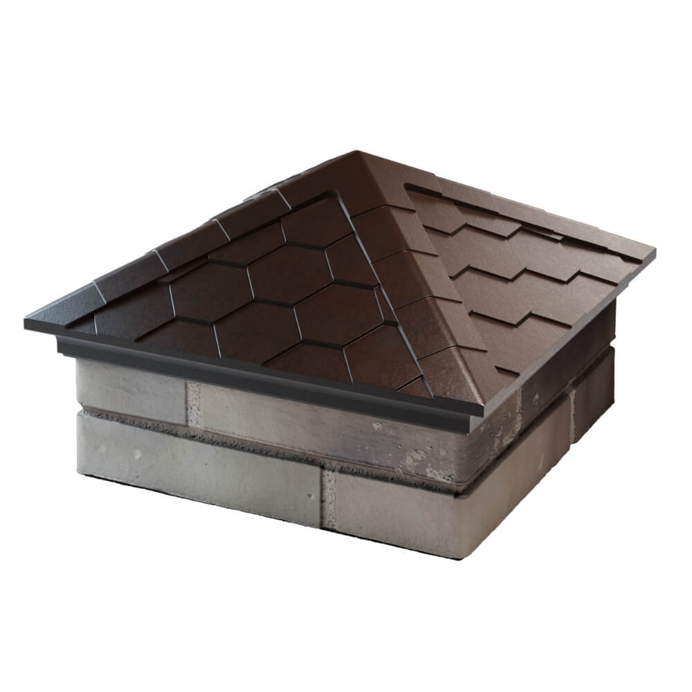 Колпак Zking Эверест Коричневый на столб 1.5х1.5 кирпича (390х390мм) в Чебоксарах фото